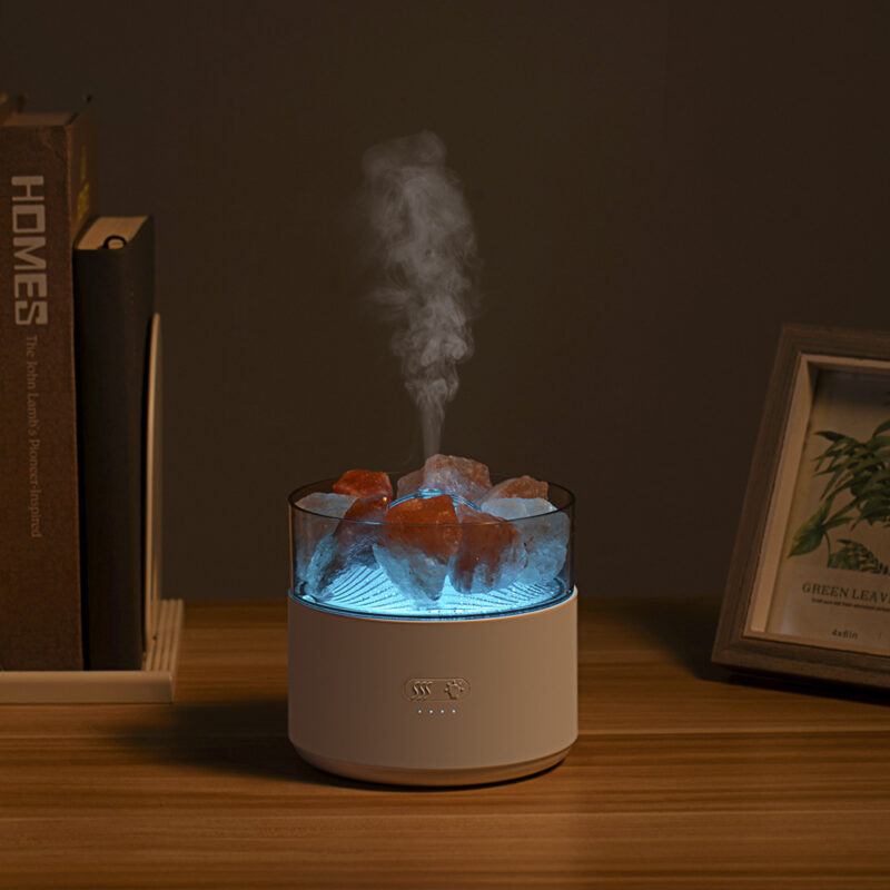 Humidificateur d'air à impulsion Cool-Mist avec diffuseur d'arôme à sel de cristal, machine à encens, brumisateur, lampe à huile essentielle et lumière ambiante – Image 2