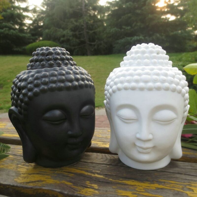 Diffuseur huile essentielle Buddha Head en céramique - Aromathérapie et bien-être - Lampe aromatique pour la maison - Brûleur d'encens et d'huile essentielle