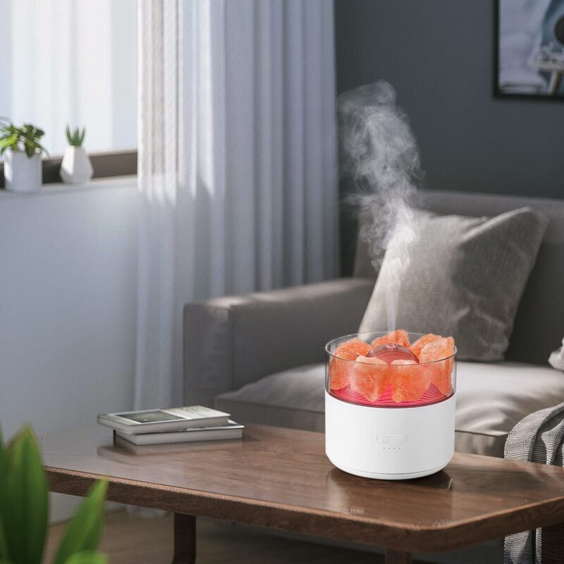 Humidificateur d'air à impulsion Cool-Mist avec diffuseur d'arôme à sel de cristal, machine à encens, brumisateur, lampe à huile essentielle et lumière ambiante – Image 5