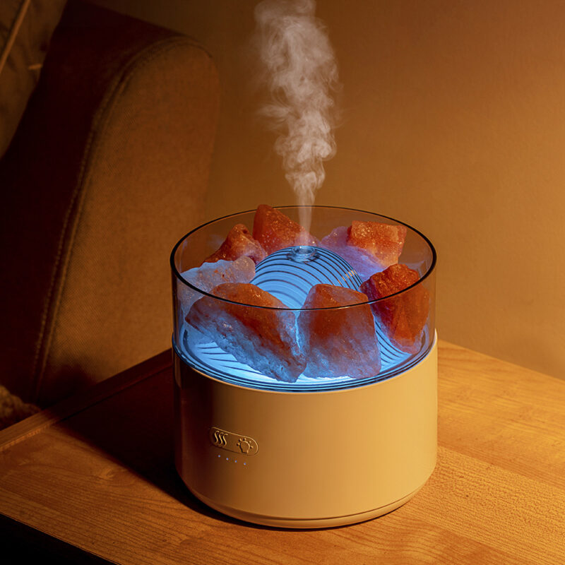 Humidificateur d'air à impulsion Cool-Mist avec diffuseur d'arôme à sel de cristal, machine à encens, brumisateur, lampe à huile essentielle et lumière ambiante – Image 7