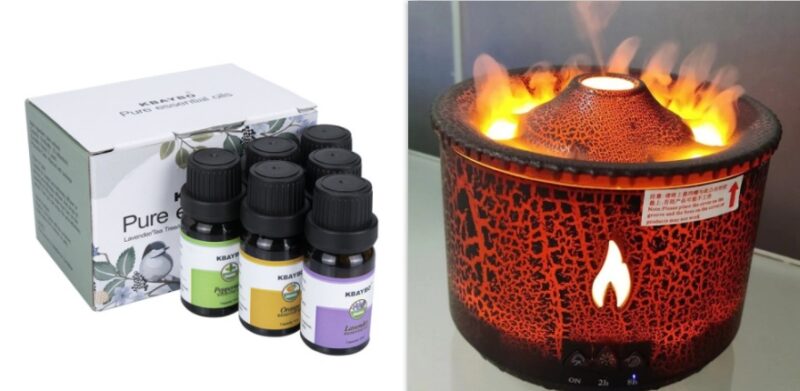 Humidificateur d'huiles essentielles ultrasonique créatif - Volcan Aromathérapie - Brume Jellyfish - Flamme Air - Diffuseur humidificateur – Image 3